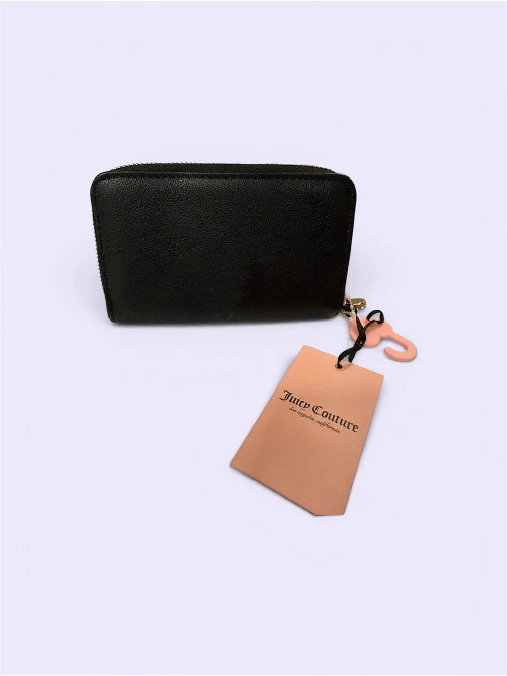 Juicy Couture Black Velvet Crest Zip Pouch with Charm Pulls